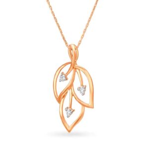 Solid 22K/18K/14K Fine Gold Certified Stamped Leaf CZ Design Pendant In 22 Carat,18 Carat and 14 Carat Fine Gold