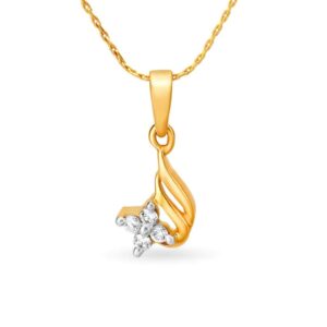Solid 22K/18K/14K Fine Gold Certified Stamped Abstract CZ Design Pendant In 22 Carat,18 Carat and 14 Carat Fine Gold