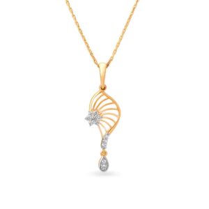 IGI Certified Natural Diamond Design Pendant 14K/18K Fine Yellow Gold