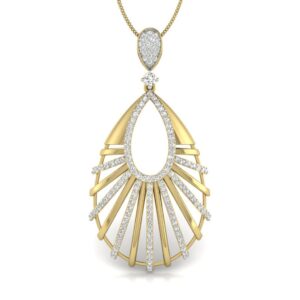 Solid 22K/18K/14K Fine Gold Certified Stamped Abstract CZ Design Pendant In 22 Carat,18 Carat and 14 Carat Fine Gold