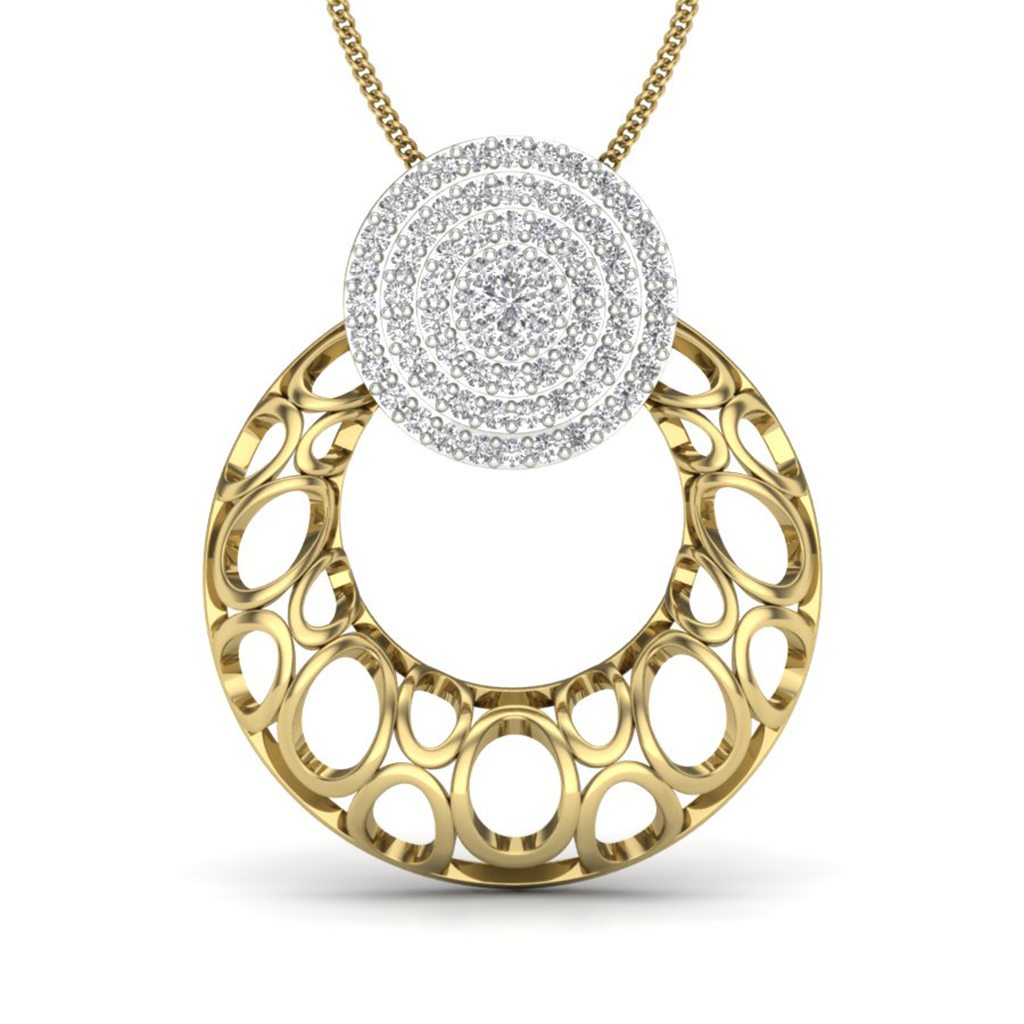 IGI Certified Natural Diamond Design Pendant 14K/18K Fine Yellow Gold