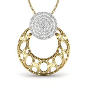 Solid 22K/18K/14K Fine Gold Certified Stamped Double Round CZ Design Pendant In 22 Carat,18 Carat and 14 Carat Fine Gold