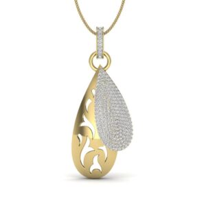 Solid 22K/18K/14K Fine Gold Certified Stamped Leaf CZ Design Pendant In 22 Carat,18 Carat and 14 Carat Fine Gold