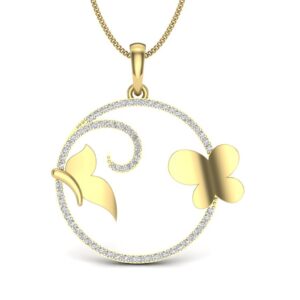 IGI Certified Natural Diamond Design Pendant 14K/18K Fine Yellow Gold