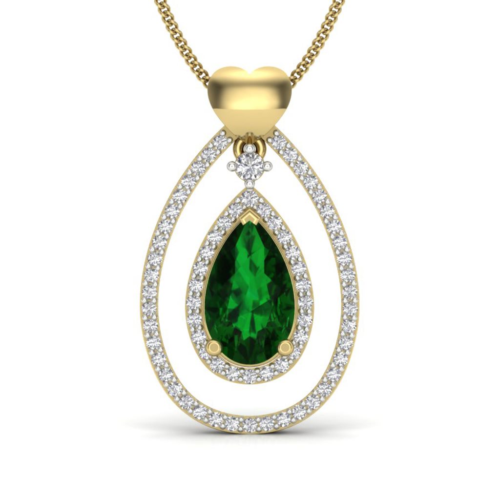 IGI Certified Natural Diamond Design Pendant 14K/18K Fine Yellow Gold
