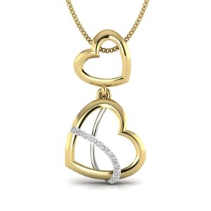 Solid 22K/18K/14K Fine Gold Certified Stamped Double Heart CZ Design Pendant In 22 Carat,18 Carat and 14 Carat Fine Gold