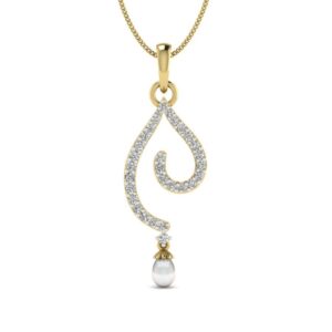 Solid 22K/18K/14K Fine Gold Certified Stamped Abstract CZ Design Pendant In 22 Carat,18 Carat and 14 Carat Fine Gold