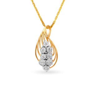 Solid 22K/18K/14K Fine Gold Certified Stamped Leaf CZ Design Pendant In 22 Carat,18 Carat and 14 Carat Fine Gold