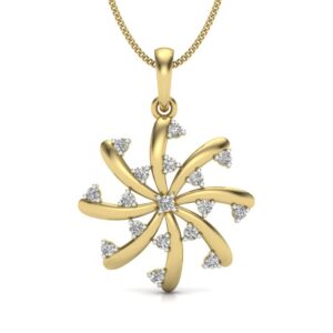 Solid 22K/18K/14K Fine Gold Certified Stamped Flower CZ Design Pendant In 22 Carat,18 Carat and 14 Carat Fine Gold