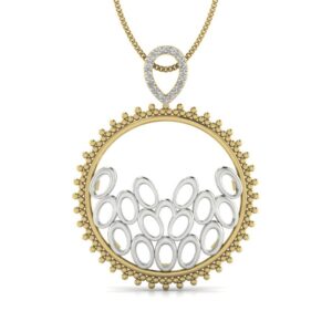 IGI Certified Natural Diamond Design Pendant 14K/18K Fine Yellow & White Gold