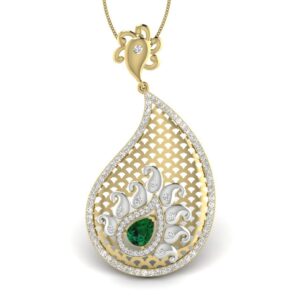 Solid 22K/18K/14K Fine Gold Certified Stamped Leaf CZ Design Pendant In 22 Carat,18 Carat and 14 Carat Fine Gold