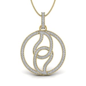 Solid 22K/18K/14K Fine Gold Certified Stamped Round Leaf CZ Design Pendant In 22 Carat,18 Carat and 14 Carat Fine Gold