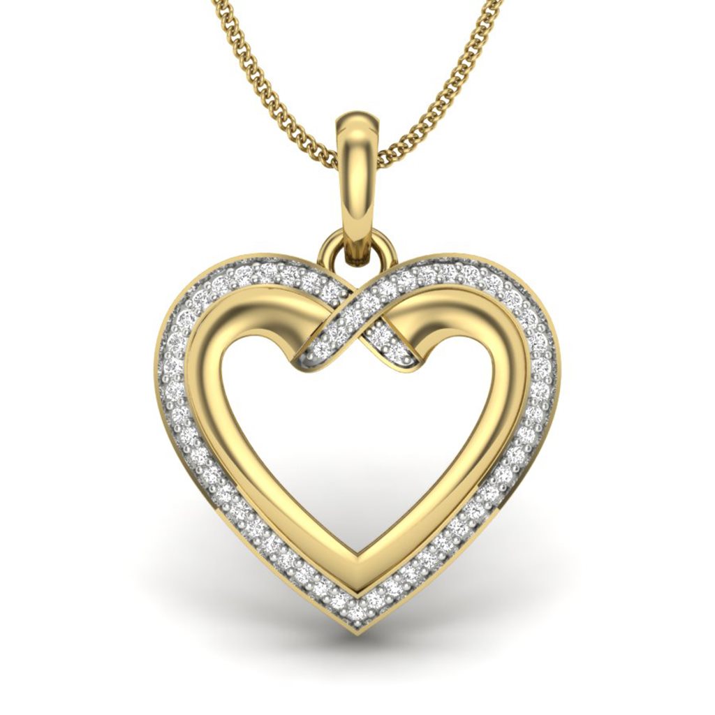 IGI Certified Natural Diamond Design Pendant 14K/18K Fine Yellow Gold
