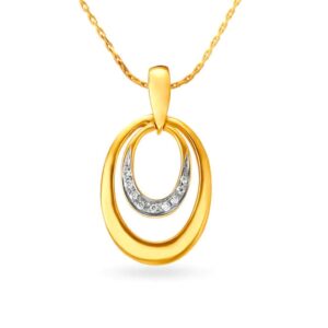 Solid 22K/18K/14K Fine Gold Certified Stamped Oval CZ Design Pendant In 22 Carat,18 Carat and 14 Carat Fine Gold