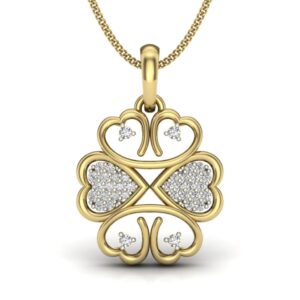 IGI Certified Natural Diamond Design Pendant 14K/18K Fine Yellow Gold