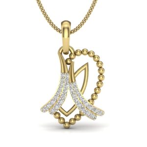 Solid 22K/18K/14K Fine Gold Certified Stamped Abstract CZ Design Pendant In 22 Carat,18 Carat and 14 Carat Fine Gold