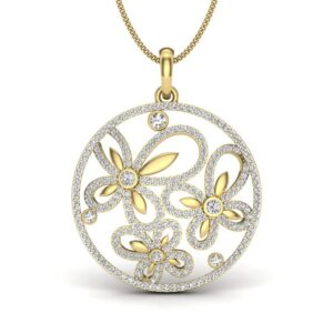 Solid 22K/18K/14K Fine Gold Certified Stamped Flowers CZ Design Pendant In 22 Carat,18 Carat and 14 Carat Fine Gold