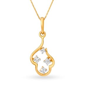 Solid 22K/18K/14K Fine Gold Certified Stamped Abstract CZ Design Pendant In 22 Carat,18 Carat and 14 Carat Fine Gold