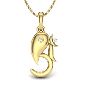 Solid 22K/18K/14K Fine Gold Certified Stamped Om CZ Design Pendant In 22 Carat,18 Carat and 14 Carat Fine Gold