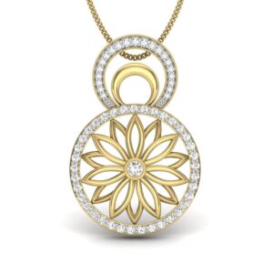 IGI Certified Natural Diamond Design Pendant 14K/18K Fine Yellow Gold
