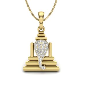 Solid 22K/18K/14K Fine Gold Certified Stamped Ganesh CZ Design Pendant In 22 Carat,18 Carat and 14 Carat Fine Gold
