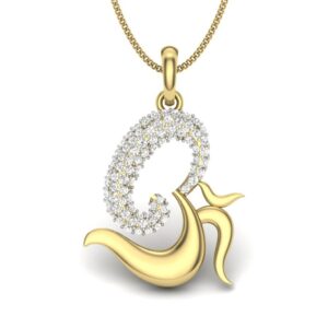 Solid 22K/18K/14K Fine Gold Certified Stamped Om CZ Design Pendant In 22 Carat,18 Carat and 14 Carat Fine Gold