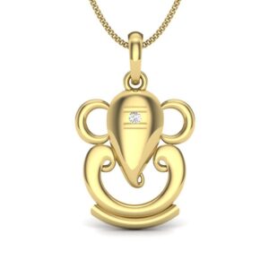 Solid 22K/18K/14K Fine Gold Certified Stamped Ganesha CZ Design Pendant In 22 Carat,18 Carat and 14 Carat Fine Gold