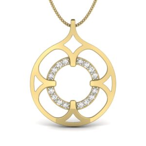 Solid 22K/18K/14K Fine Gold Certified Stamped Round CZ Design Pendant In 22 Carat,18 Carat and 14 Carat Fine Gold