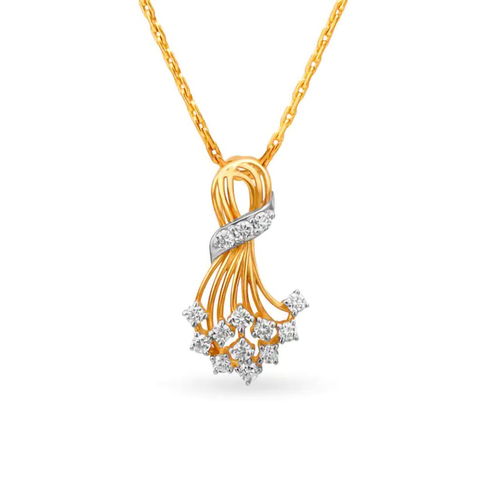 IGI Certified Natural Diamond Design Pendant 14K/18K Fine Yellow Gold