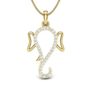 Solid 22K/18K/14K Fine Gold Certified Stamped Ganesha CZ Design Pendant In 22 Carat,18 Carat and 14 Carat Fine Gold