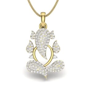 Solid 22K/18K/14K Fine Gold Certified Stamped Ganesh  CZ Design Pendant In 22 Carat,18 Carat and 14 Carat Fine Gold