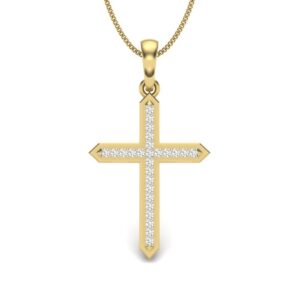Solid 22K/18K/14K Fine Gold Certified Stamped Cross CZ Design Pendant In 22 Carat,18 Carat and 14 Carat Fine Gold