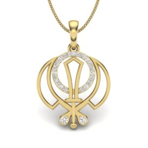 IGI Certified Natural Diamond Design Pendant 14K/18K Fine Yellow Gold