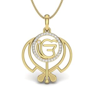 IGI Certified Natural Diamond Design Pendant 14K/18K Fine Yellow Gold