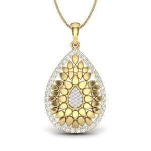 Solid 22K/18K/14K Fine Gold Certified Stamped Leaf CZ Design Pendant In 22 Carat,18 Carat and 14 Carat Fine Gold