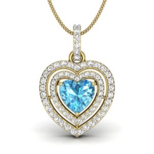Solid 22K/18K/14K Fine Gold Certified Stamped Double Heart CZ Design Pendant In 22 Carat,18 Carat and 14 Carat Fine Gold