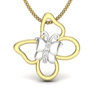 Solid 22K/18K/14K Fine Gold Certified Stamped Butterfly CZ Design Pendant In 22 Carat,18 Carat and 14 Carat Fine Gold