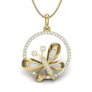 Solid 22K/18K/14K Fine Gold Certified Stamped Butterfly CZ Design Pendant In 22 Carat,18 Carat and 14 Carat Fine Gold
