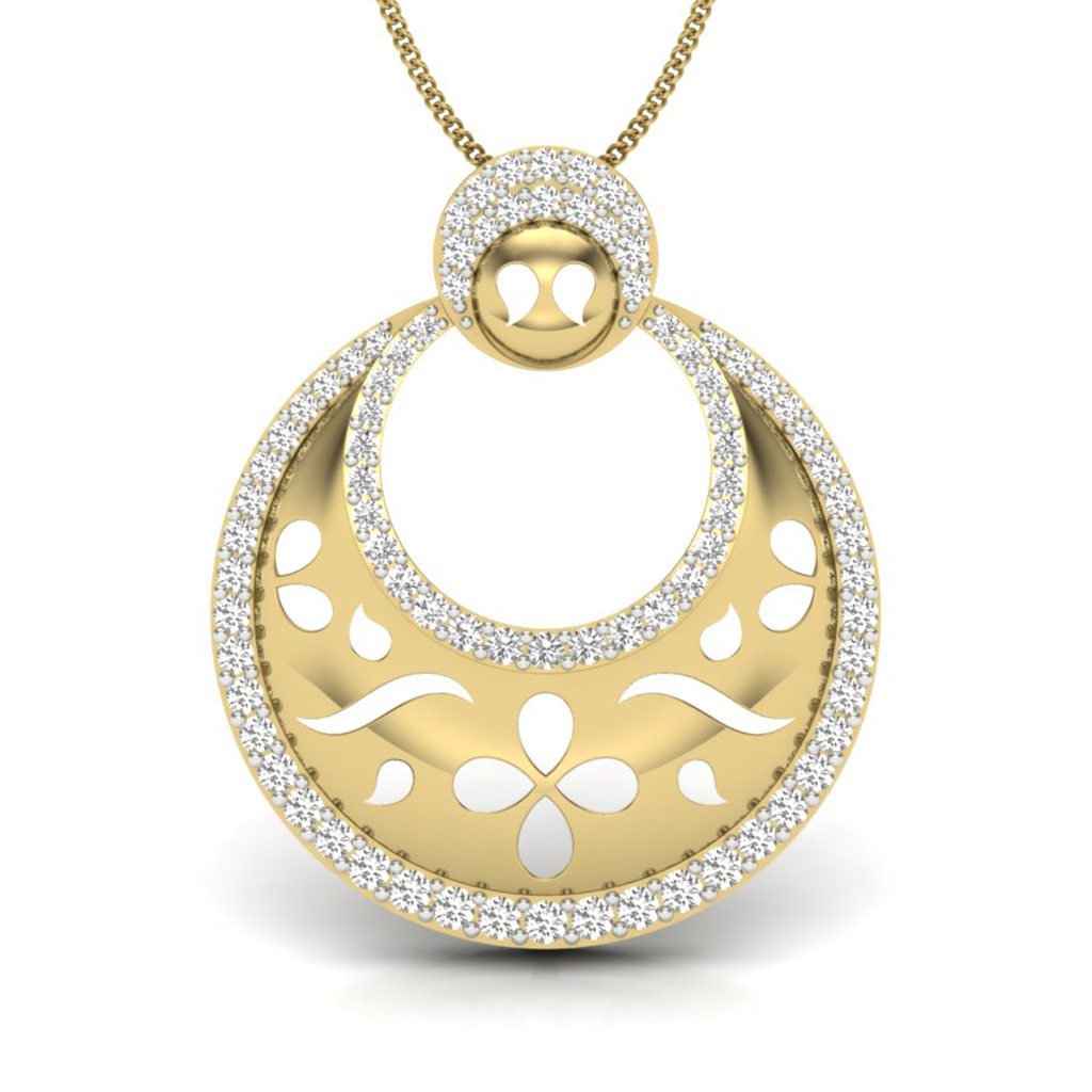 IGI Certified Natural Diamond Design Pendant 14K/18K Fine Yellow Gold