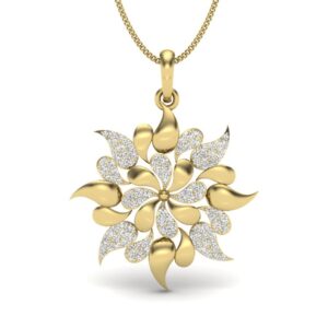 Solid 22K/18K/14K Fine Gold Certified Stamped Flower CZ Design Pendant In 22 Carat,18 Carat and 14 Carat Fine Gold