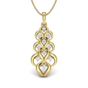 Solid 22K/18K/14K Fine Gold Certified Stamped Abstract CZ Design Pendant In 22 Carat,18 Carat and 14 Carat Fine Gold