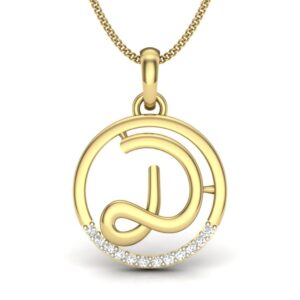 Solid 22K/18K/14K Fine Gold Certified Stamped Decent D CZ Design Pendant In 22 Carat,18 Carat and 14 Carat Fine Gold