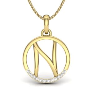 Solid 22K/18K/14K Fine Gold Certified Stamped Noble N CZ Design Pendant In 22 Carat,18 Carat and 14 Carat Fine Gold
