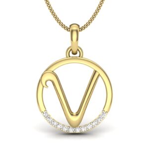 Solid 22K/18K/14K Fine Gold Certified Stamped Valuable V CZ Design Pendant In 22 Carat,18 Carat and 14 Carat Fine Gold