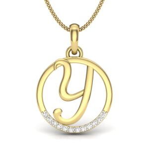 Solid 22K/18K/14K Fine Gold Certified Stamped Yearned Y CZ Design Pendant In 22 Carat,18 Carat and 14 Carat Fine Gold