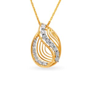 Solid 22K/18K/14K Fine Gold Certified Stamped Abstract CZ Design Pendant In 22 Carat,18 Carat and 14 Carat Fine Gold