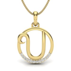Solid 22K/18K/14K Fine Gold Certified Stamped Universal U CZ Design Pendant In 22 Carat,18 Carat and 14 Carat Fine Gold
