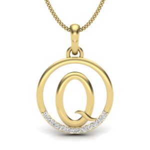 Solid 22K/18K/14K Fine Gold Certified Stamped Quenchy Q CZ Design Pendant In 22 Carat,18 Carat and 14 Carat Fine Gold