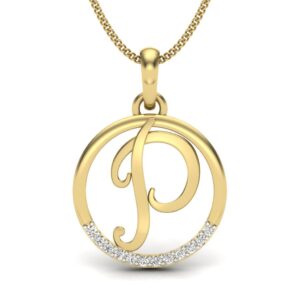Solid 22K/18K/14K Fine Gold Certified Stamped Poetic P CZ Design Pendant In 22 Carat,18 Carat and 14 Carat Fine Gold