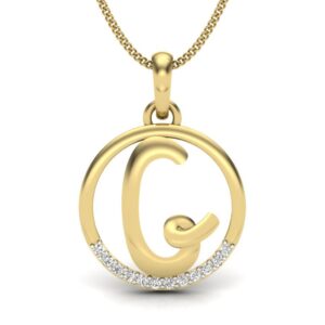 Solid 22K/18K/14K Fine Gold Certified Stamped Graceful G CZ Design Pendant In 22 Carat,18 Carat and 14 Carat Fine Gold